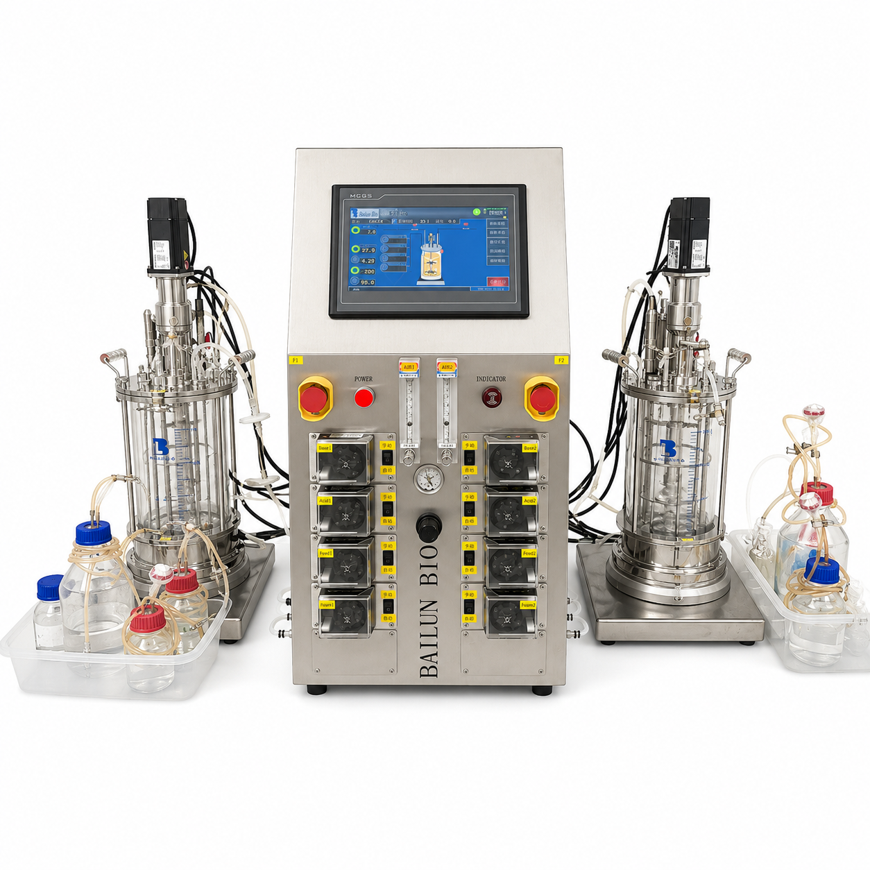 20L Lab Twin Parallel Glass Bioreactor