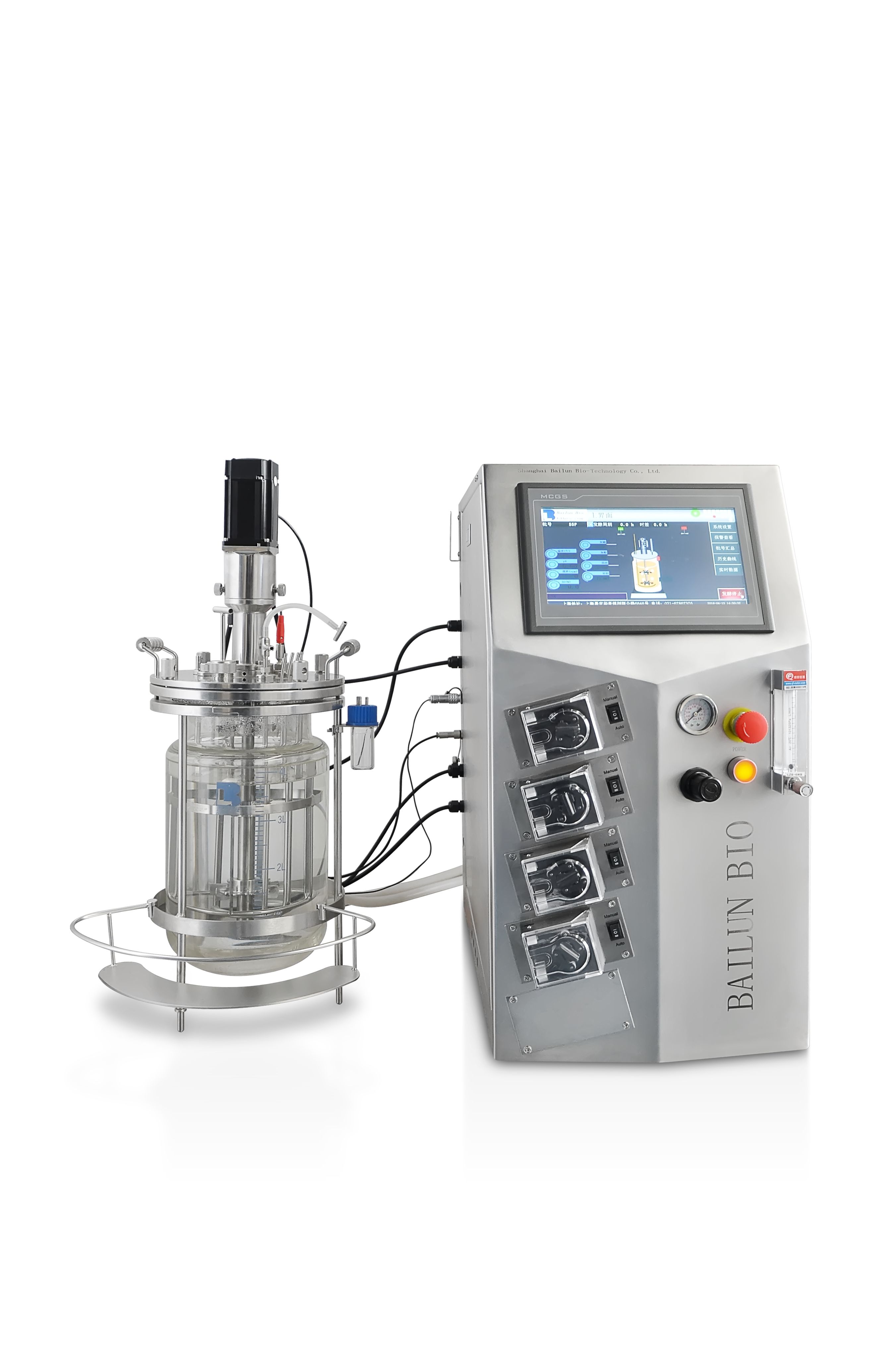 1L Doulbe Wall Glass Bioreactor with Off-Site Sterilization for Lab Use