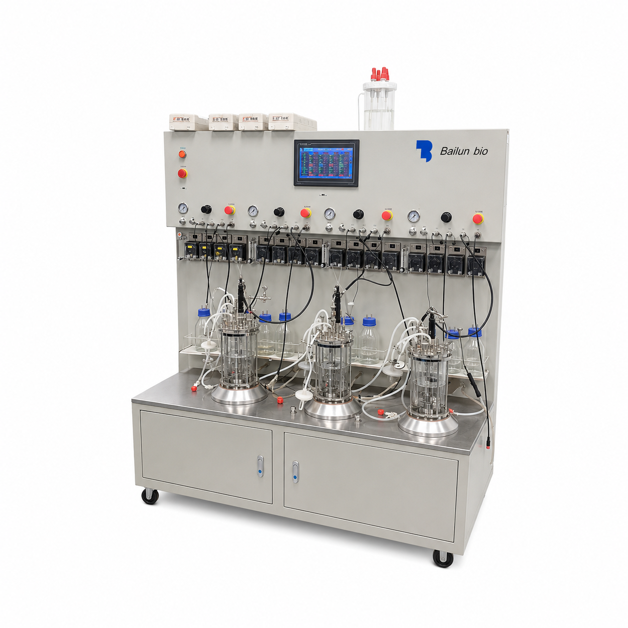 20L Triple Vessel Parallel Glass Bioreactor 