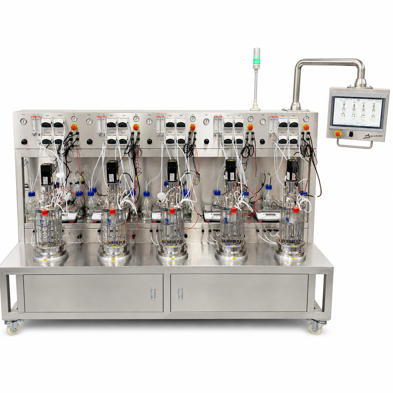 25L Lab Parallel Glass Bioreactor 5 Vessels