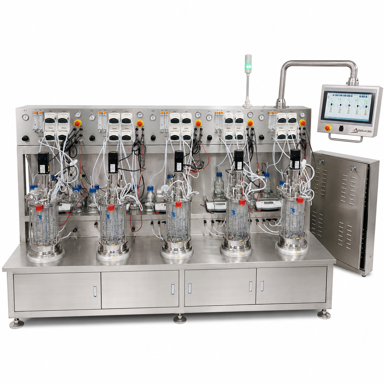 20L Lab Parallel Glass Bioreactor 5 Vessels