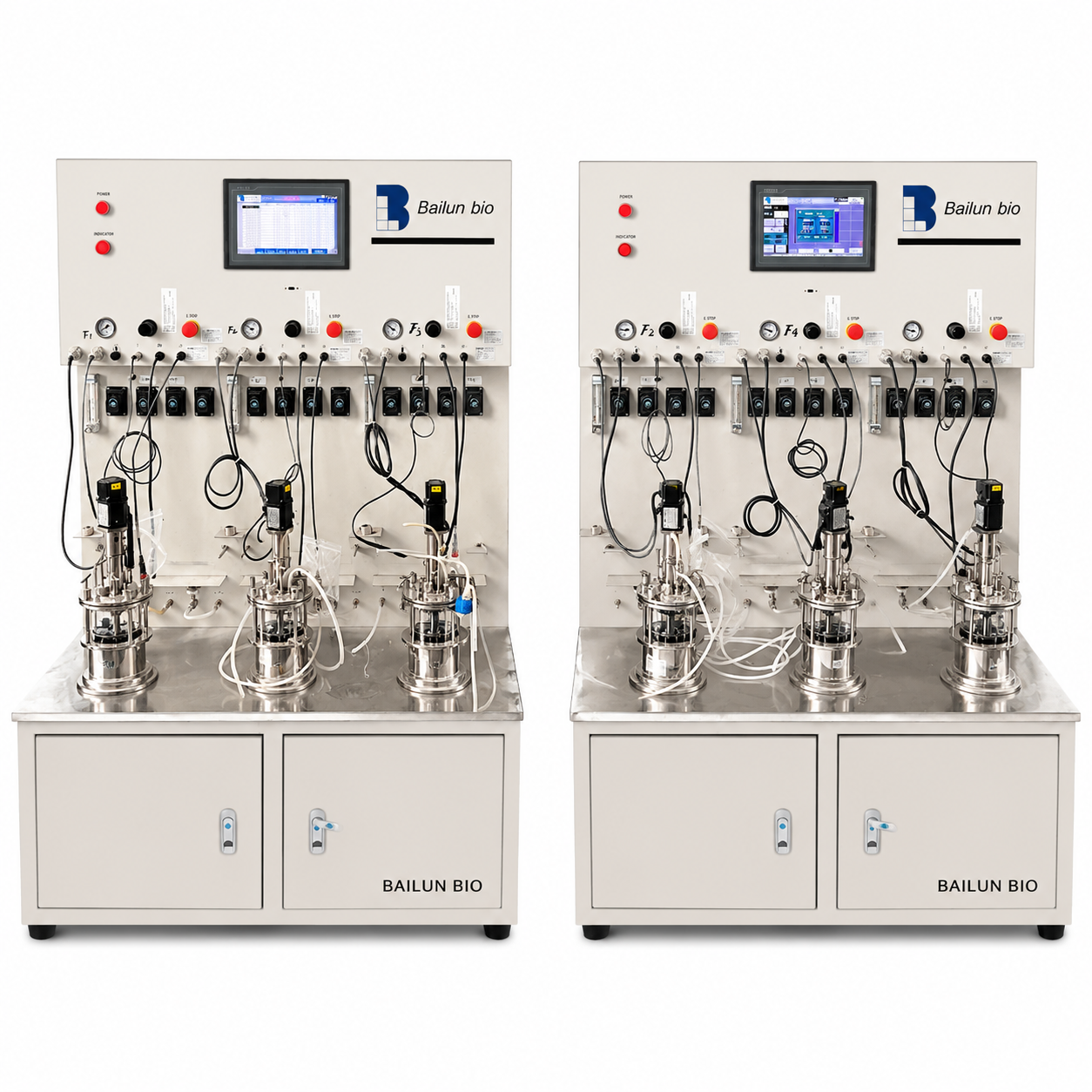 5L Triple Vessel Parallel Glass Bioreactor 